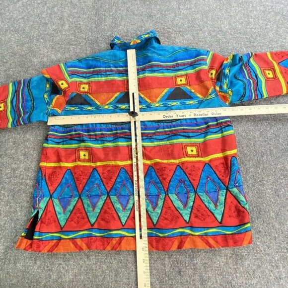 VTG Chico’s Jacket Womens 2 US L 12 Chinook Southwestern Aztec Beaded‎ Silk - Picture 15 of 16